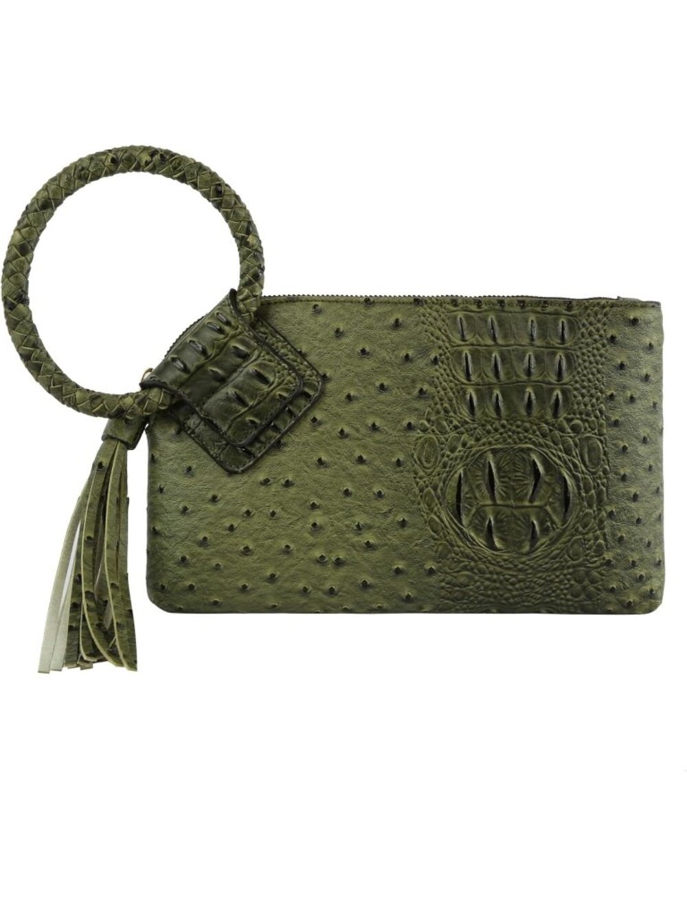 Women's Ost Olive Leather Formal Purse Wristlet Wallet Casual Evening Handbag